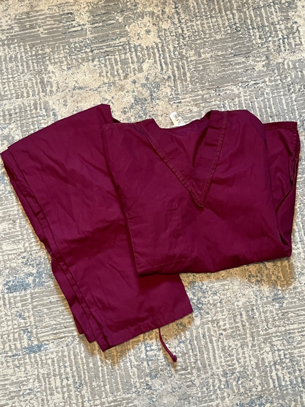 Uniform Advantage Wine-colored Scrub Top & Bottom Unisex Set